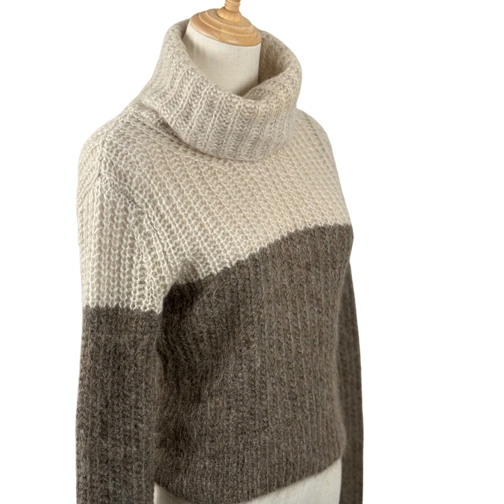 Billy Reid Womens Small Chunky‎ Knit Sweater Mohair Blend Turtleneck Colorblock